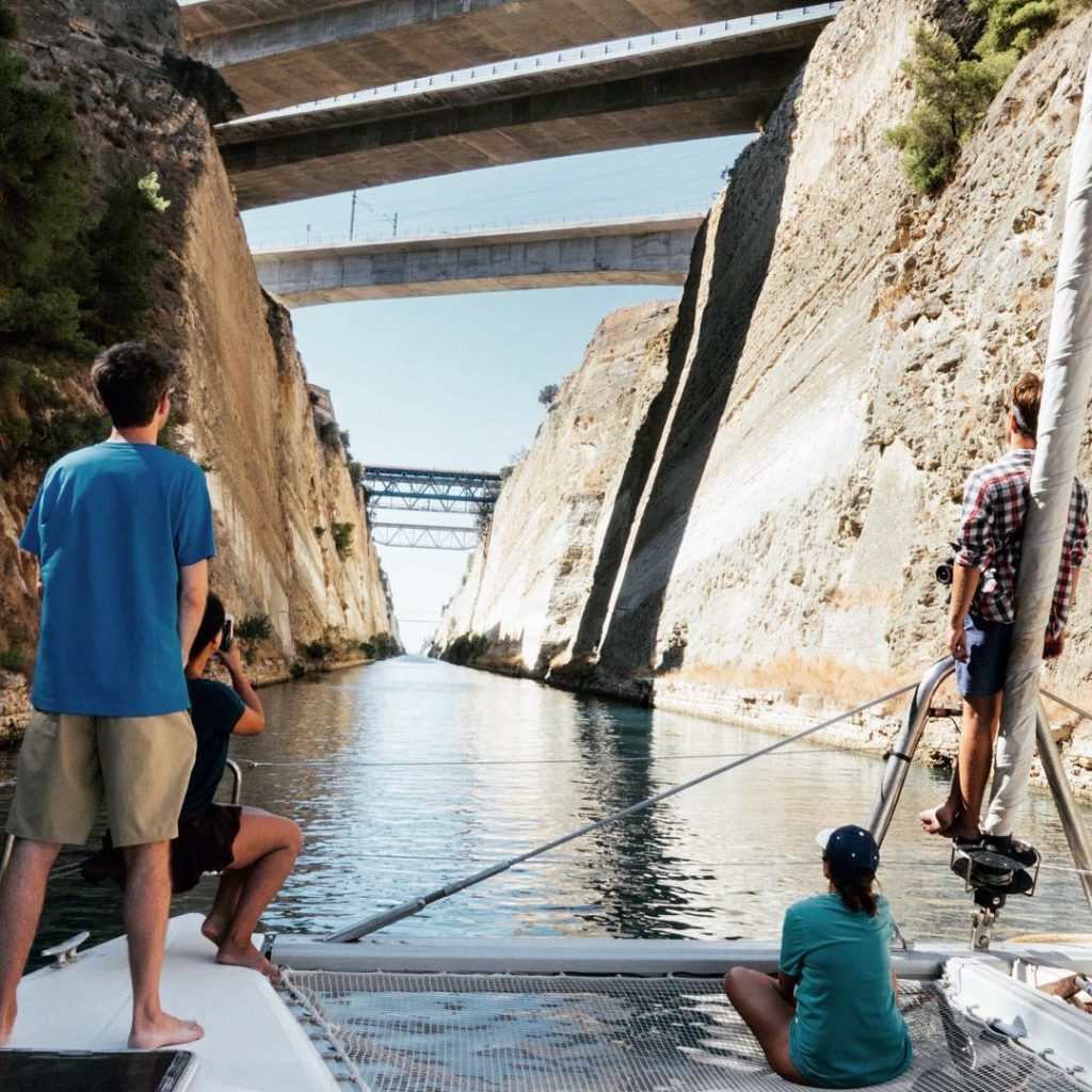 Special atmosphere on #coboat today in the Corinth Canal #greece #highlights #coworking #coworkation #catamaran #digitalnomad #remotework